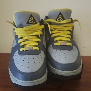 Nike Gray and Yellow Sneakers with Perforated Toe Box